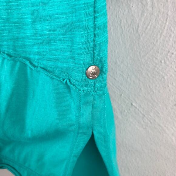 Neon Buddha Teal Green Scoop Neck Button Accents Lagenlook Boho Tunic Top Shirt - Picture 6 of 7